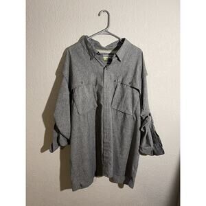 Magellan Shirt Mens 3XL XXXL Button Down Up Gray Vented Fishing Fish Gear